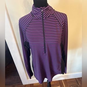 RBX Activewear Sweatshirt | XL Striped Pink & Black With Zipper